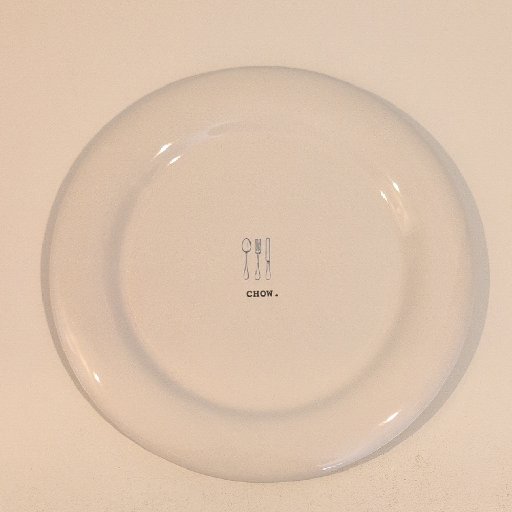 Rae Dunn "CHOW" Icon Ceramic Off White Dinner Plate 2018 Collection - Picture 2 of 10